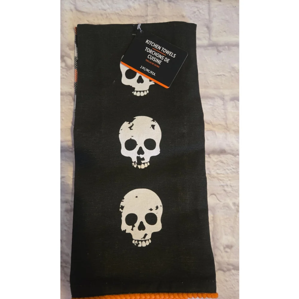 Skull and Plaid Kitchen Towels
